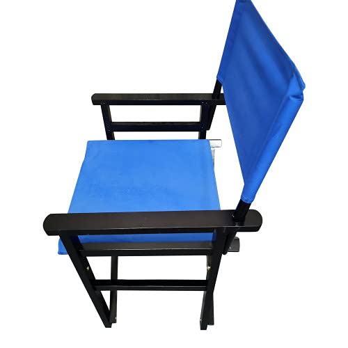 Set of 2 Folding Director Chairs, Solid Wood Canvas Fabric Camping Lawn Chairs, Blue Y83206
