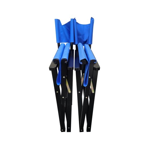 Set of 2 Folding Director Chairs, Solid Wood Canvas Fabric Camping Lawn Chairs, Blue Y83206