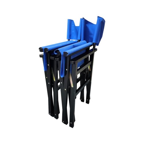Set of 2 Folding Director Chairs, Solid Wood Canvas Fabric Camping Lawn Chairs, Blue Y83206
