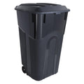 32 Gallon Black Plastic Garbage Can with Attached Lid G3900