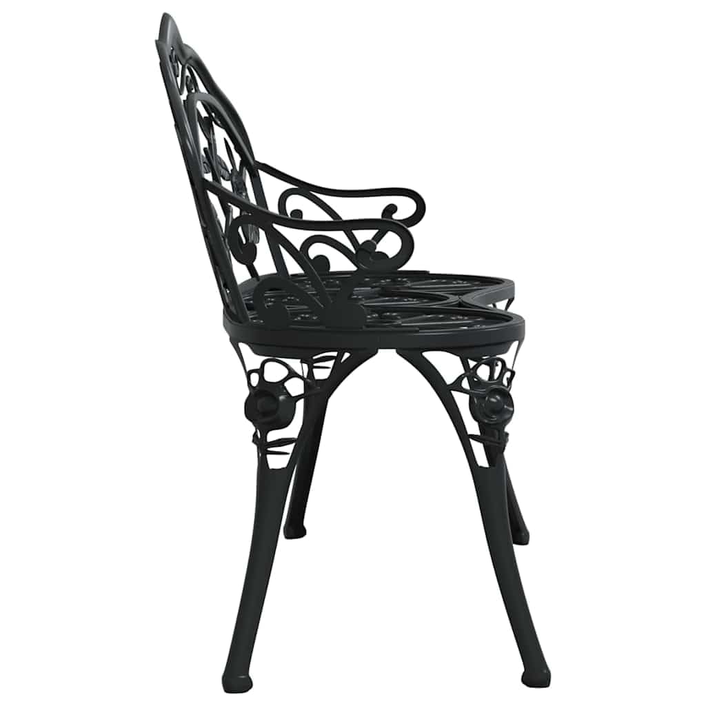Cast Aluminum Black Patio Bench with Backrest Q742244