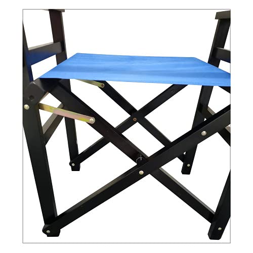 Set of 2 Folding Director Chairs, Solid Wood Canvas Fabric Camping Lawn Chairs, Blue Y83206