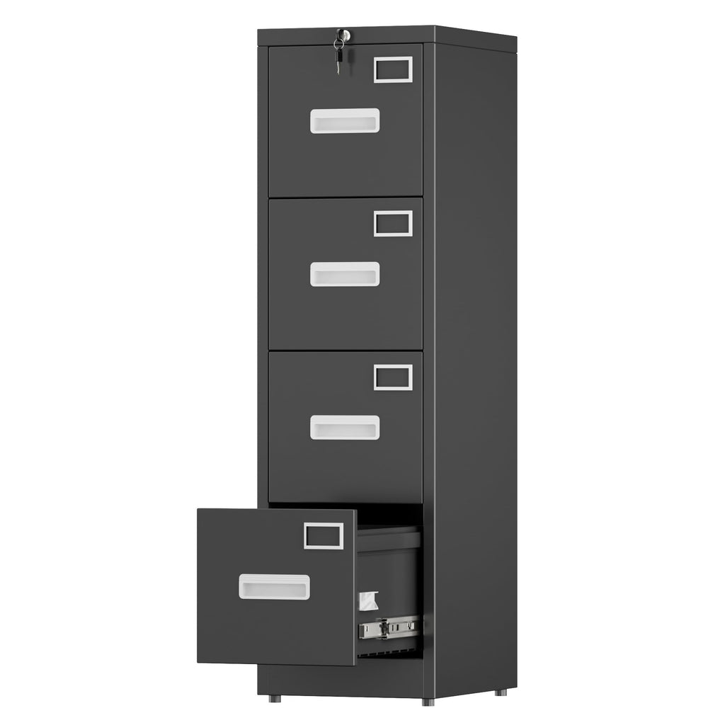 Black 4-Drawer Metal File Cabinet with Lock Y6593