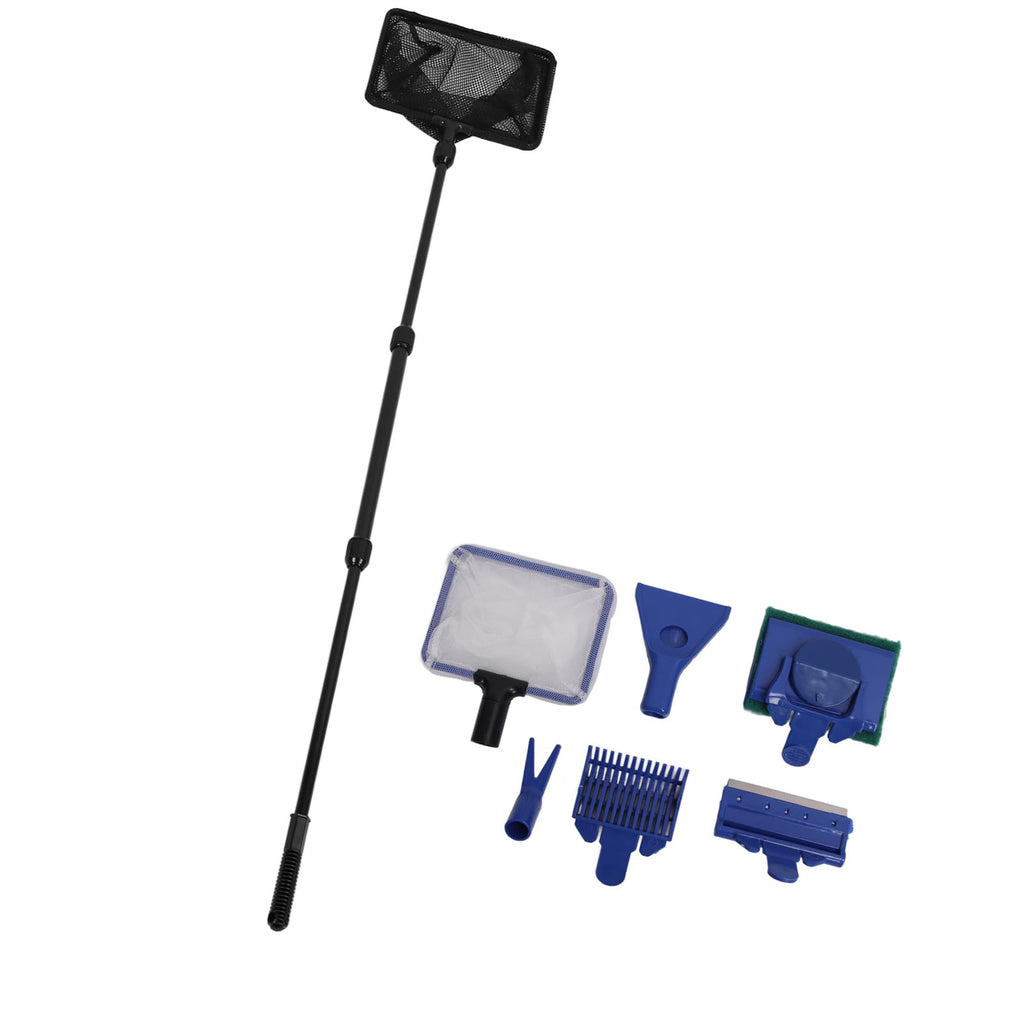 5 in 1 Aquarium Cleaning Kit with Scraper Gravel Rake Sponge Brush Fish Net K183057