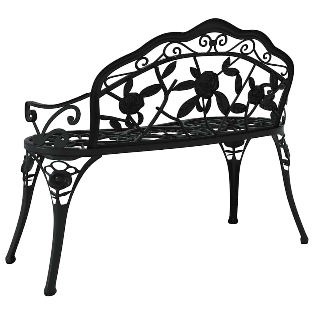 Cast Aluminum Black Patio Bench with Backrest Q742244