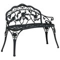Cast Aluminum Black Patio Bench with Backrest Q742244