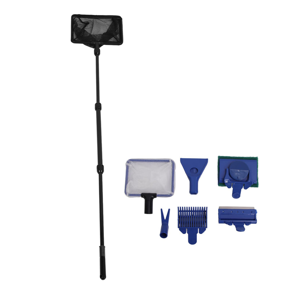 5 in 1 Aquarium Cleaning Kit with Scraper Gravel Rake Sponge Brush Fish Net K183057
