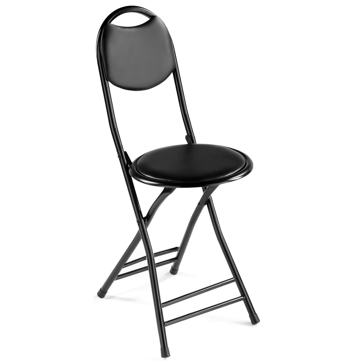 18 Inch Black Folding Bar Stool with Back B306