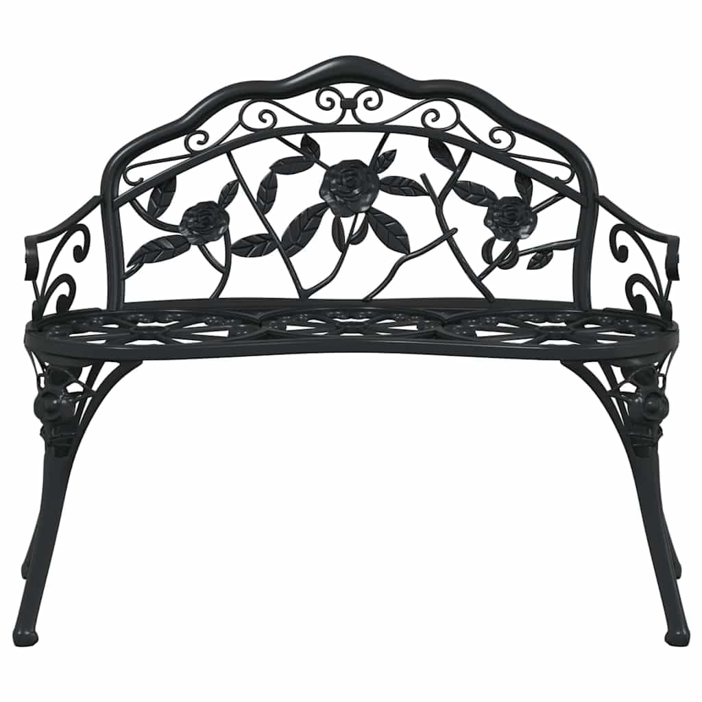 Cast Aluminum Black Patio Bench with Backrest Q742244