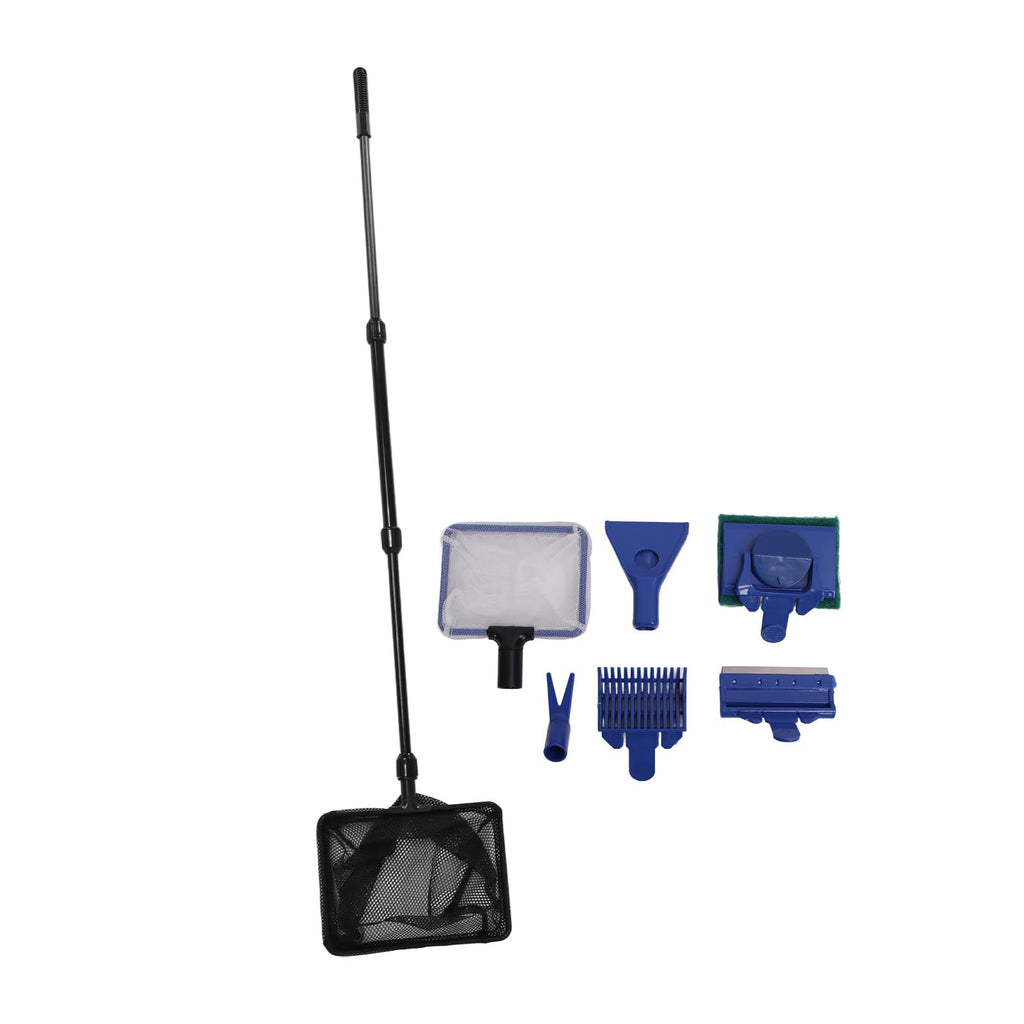 5 in 1 Aquarium Cleaning Kit with Scraper Gravel Rake Sponge Brush Fish Net K183057