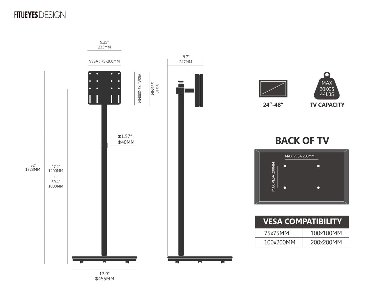 Rolling TV Stand for 24-48 Inch N664233