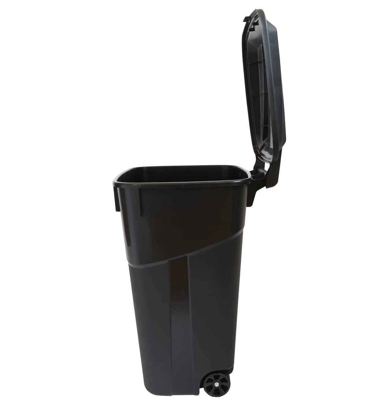 32 Gallon Black Plastic Garbage Can with Attached Lid G3900