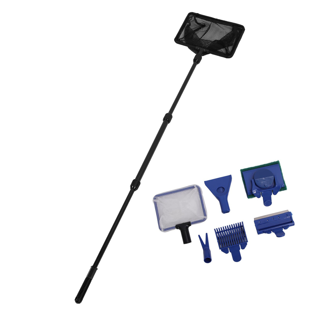 5 in 1 Aquarium Cleaning Kit with Scraper Gravel Rake Sponge Brush Fish Net K183057
