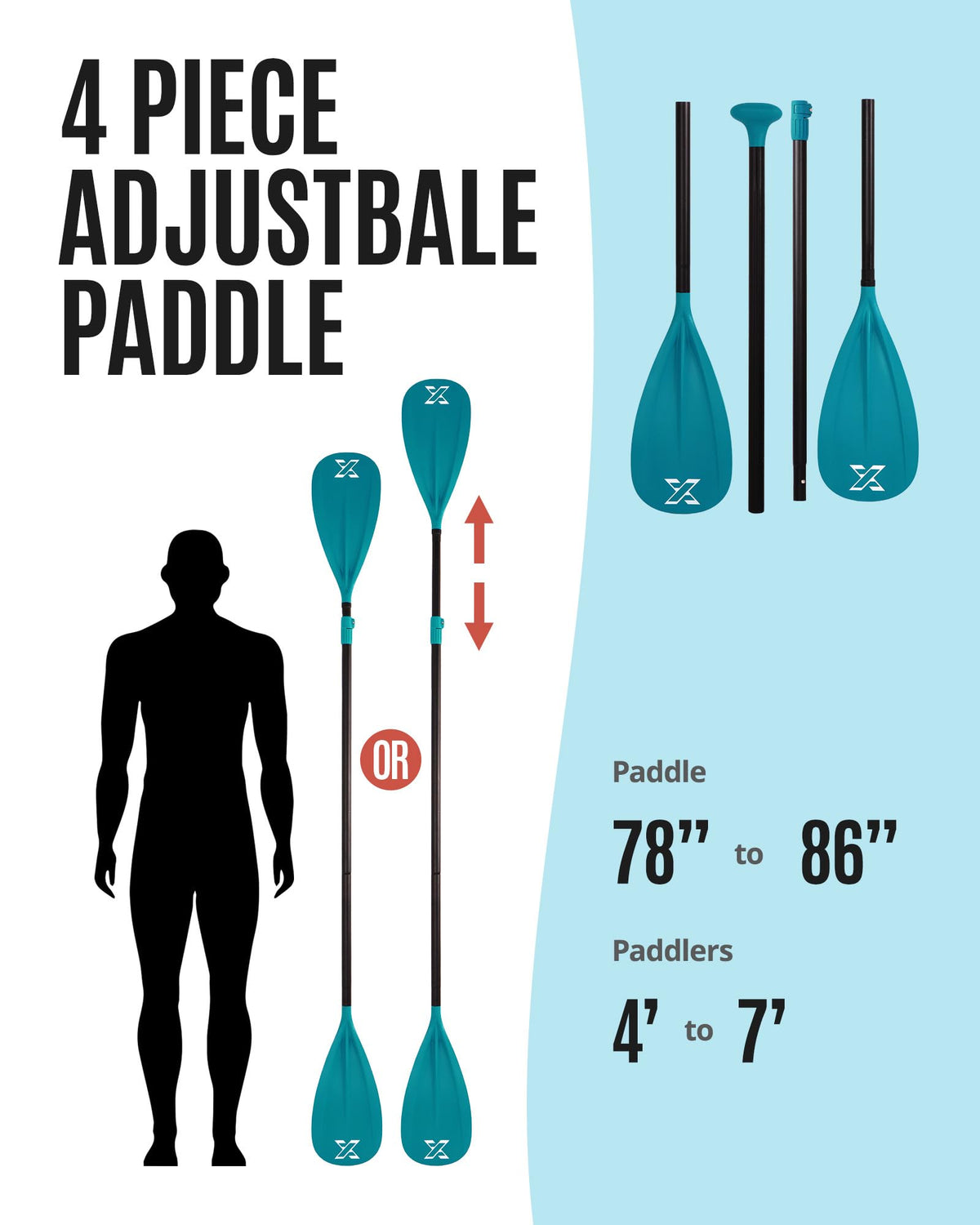 Adjustable SUP Paddle with Fiber Blade U365647