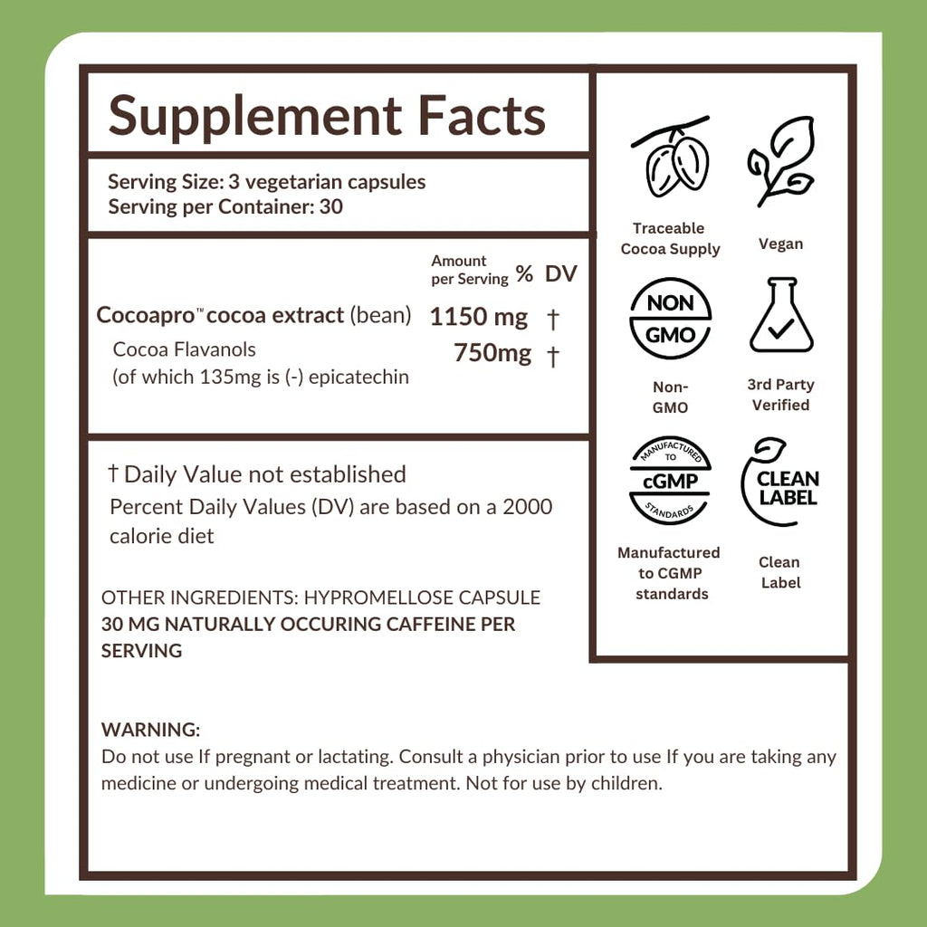 750mg Cocoa Flavanols Vegan Gluten-Free Cocoa B529953