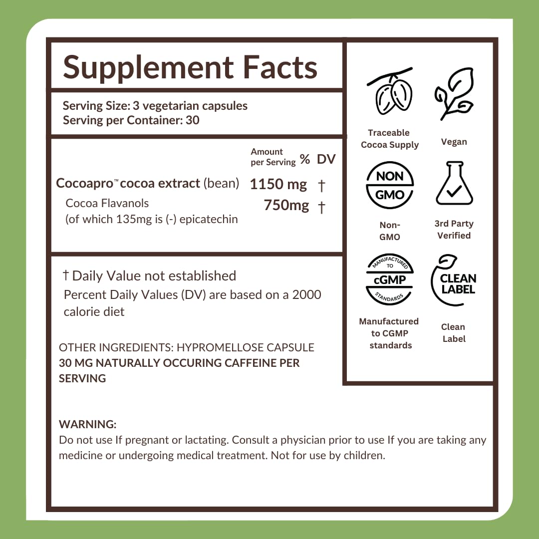 750mg Cocoa Flavanols Vegan Gluten-Free Cocoa B529953