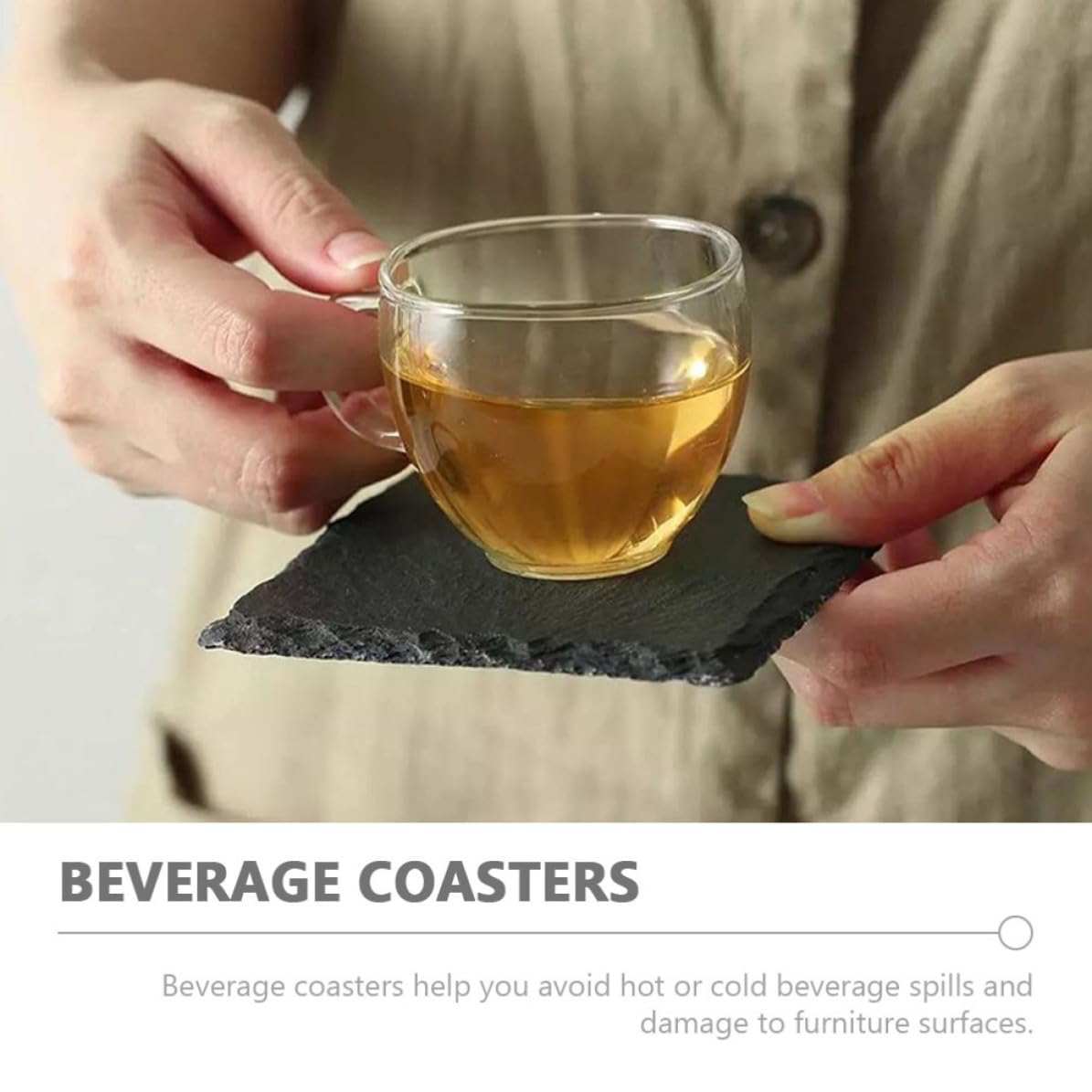 Natural Stone Decorative Cup Coaster Set J759780