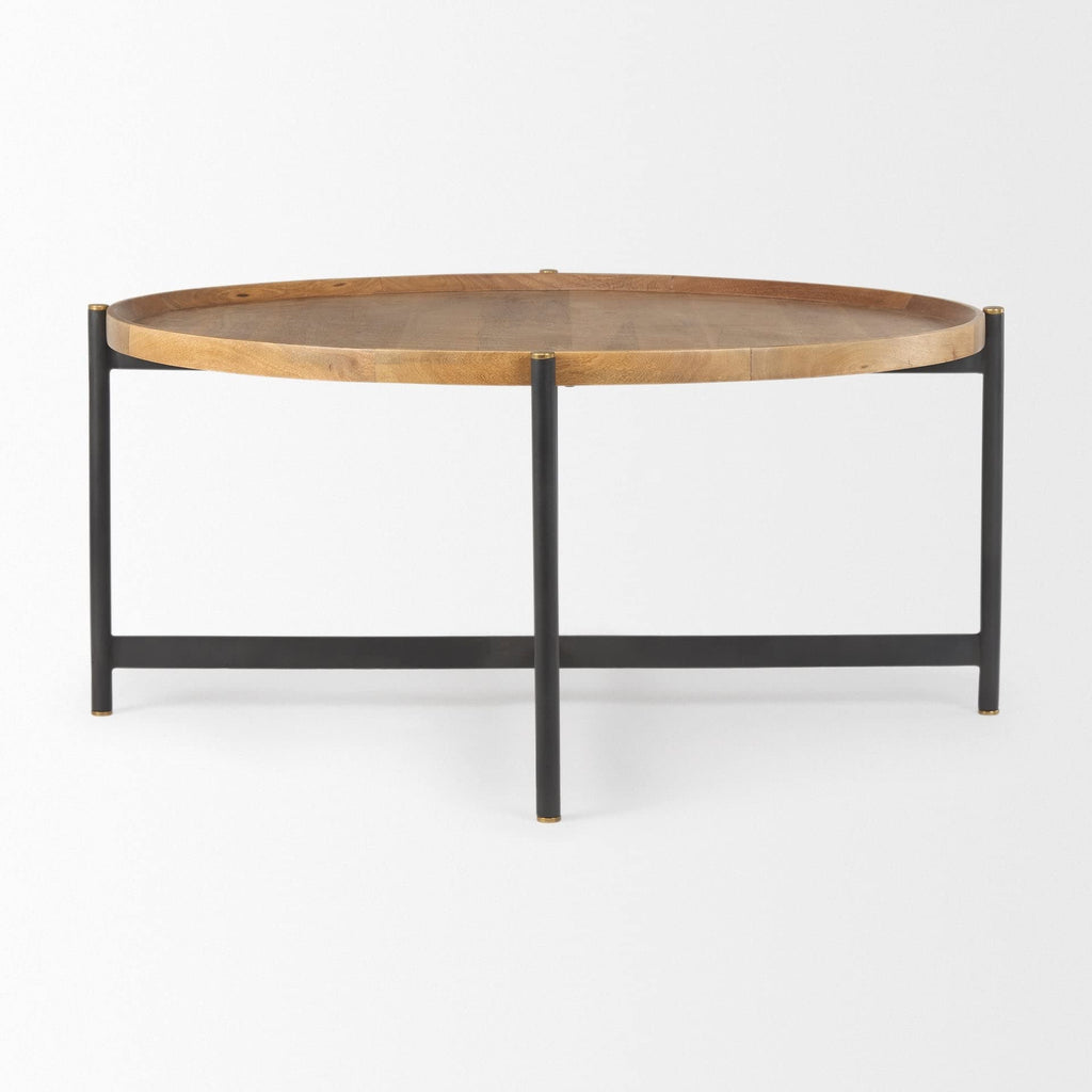 Medium Brown Solid Wood Round Coffee Table R794535