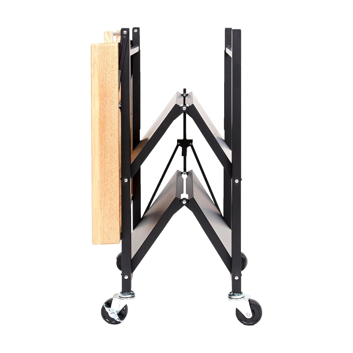 Black 3-Tier Folding Kitchen Cart with Wheels M25406