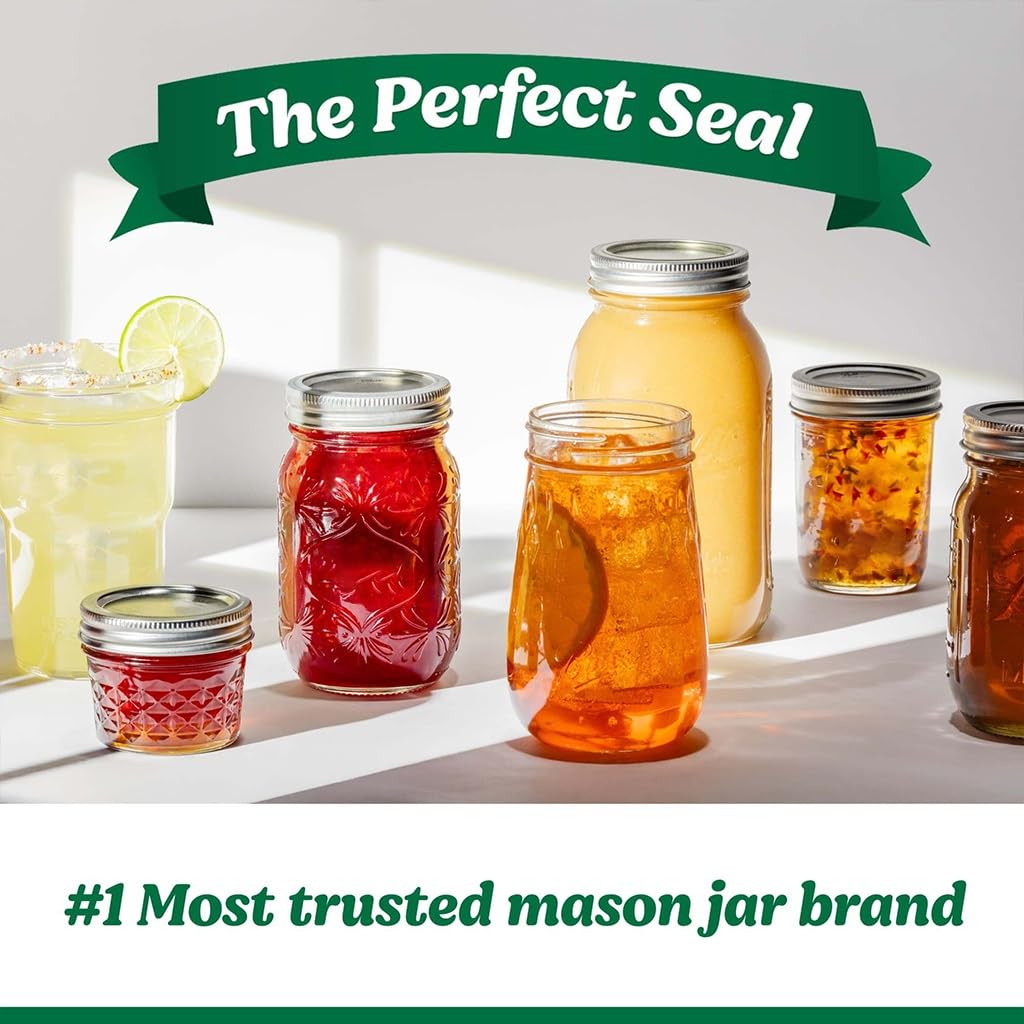 16oz Regular Mouth Glass Canning Jars With Lids, 12 Count E606