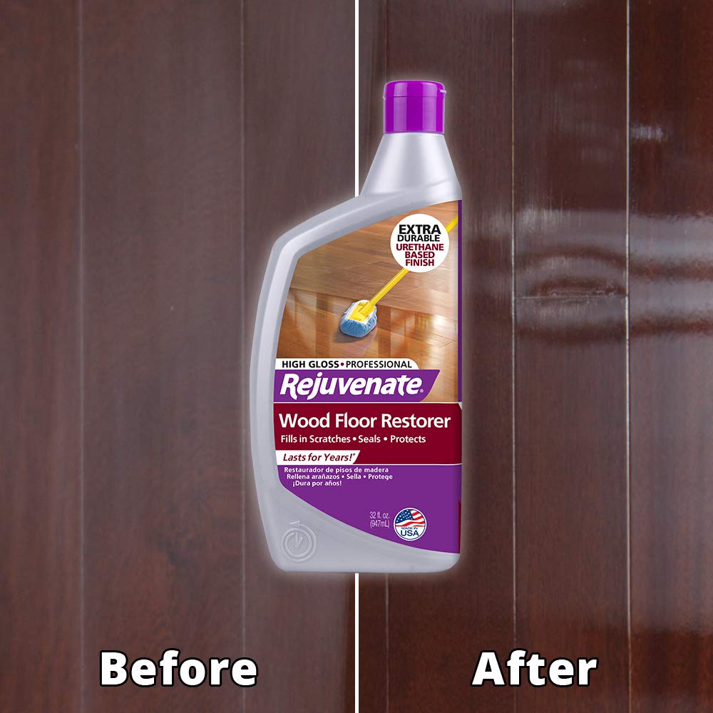 Wood Floor Restorer and Polish with High Gloss Finish 32oz and PH Balanced Floor Cleaner L515407