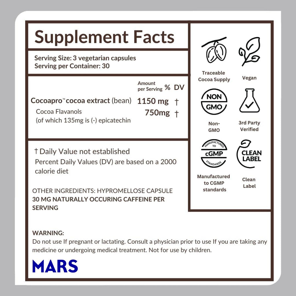 750mg Cocoa Flavanols Vegan Gluten-Free Cocoa B529953