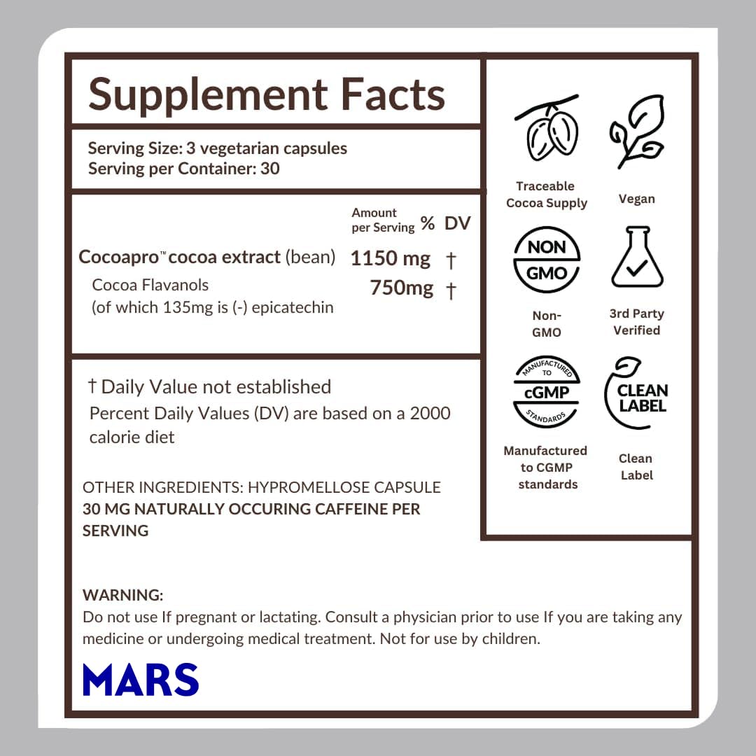 750mg Cocoa Flavanols Vegan Gluten-Free Cocoa B529953