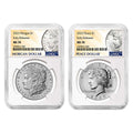 Morgan and Peace Silver Dollar 2pc Set B527411