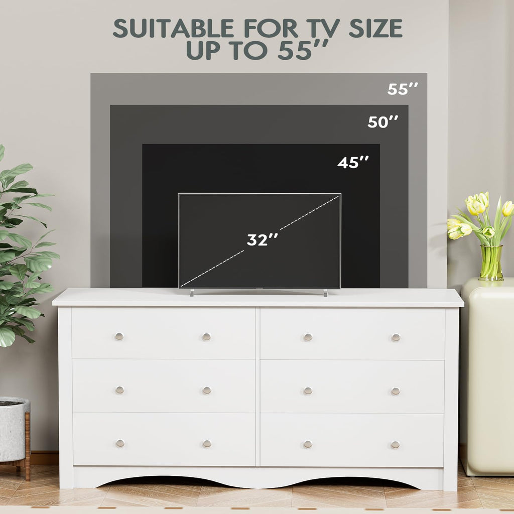 White 6 Drawer Wood Dresser M93724