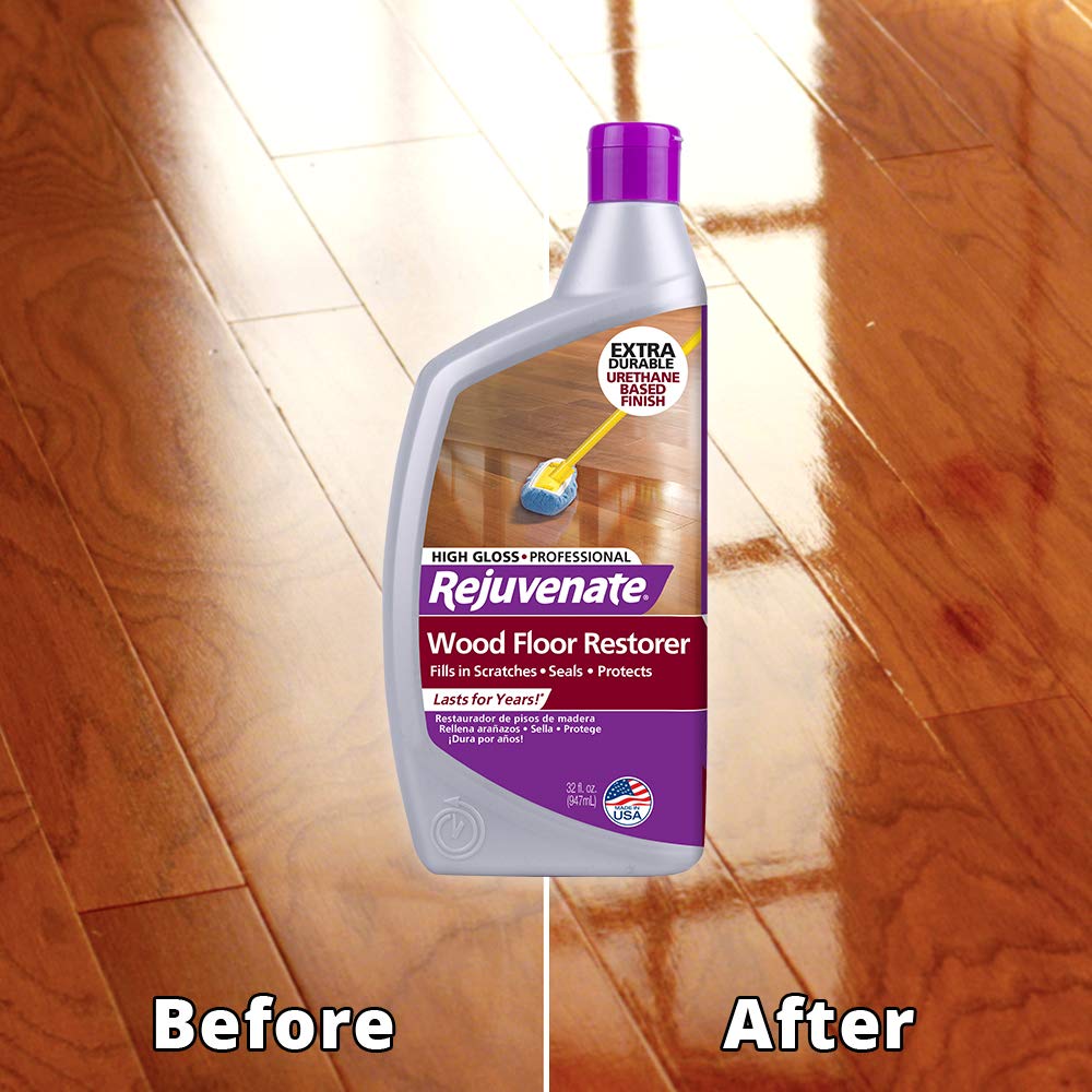 Wood Floor Restorer and Polish with High Gloss Finish 32oz and PH Balanced Floor Cleaner L515407