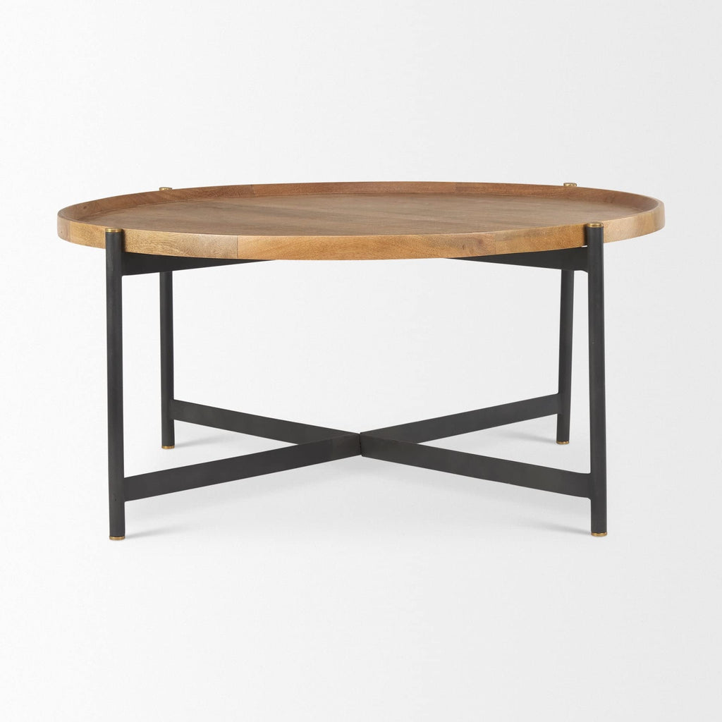 Medium Brown Solid Wood Round Coffee Table R794535