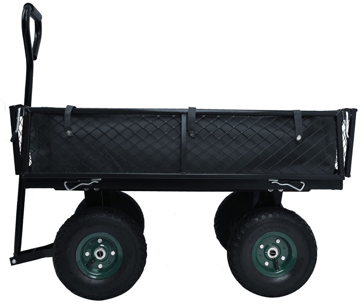 Heavy Duty Garden Cart, 400 Lb Capacity, Mesh Steel Folding Utility Wagon, Black O741