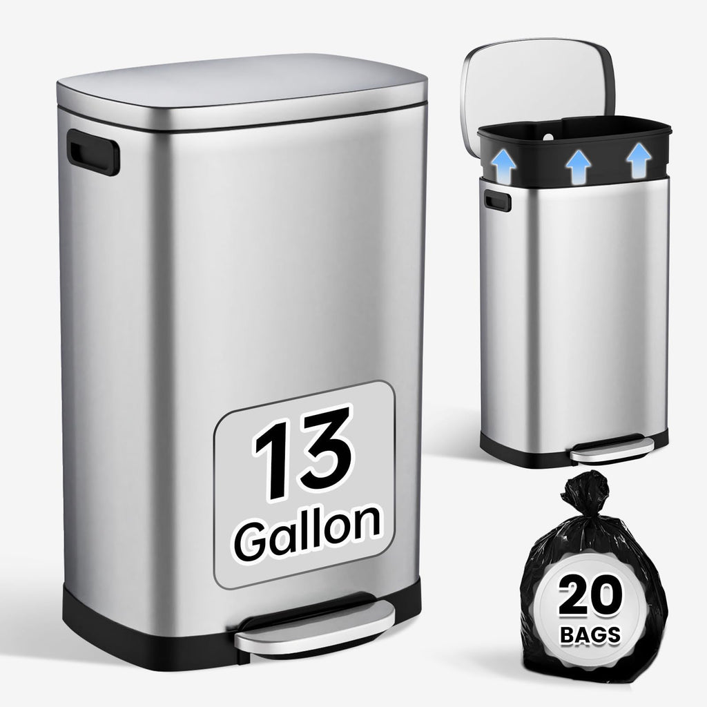 13 Gal Stainless Steel Kitchen Trash Can O58795