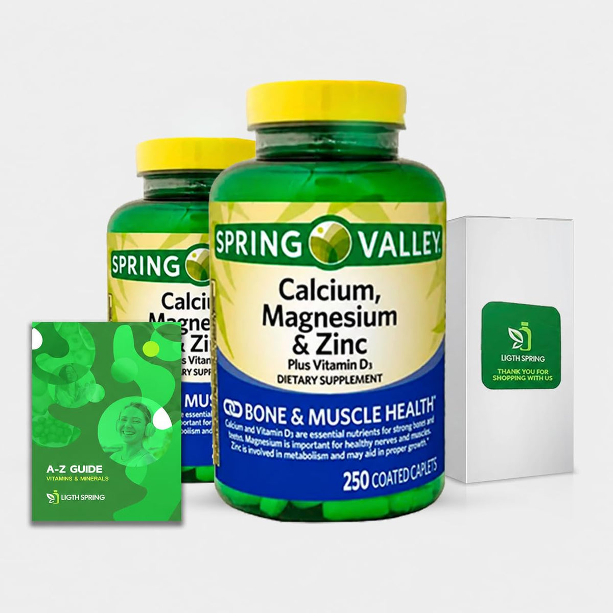 Calcium, Magnesium, Zinc & Vitamin D3 Dietary Supplement, 250 Caplets (2 Pack) B2629