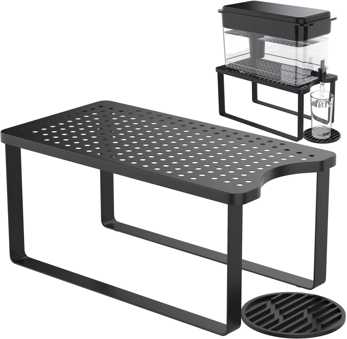 Water Filter Dispenser Stand with Drip Tray Black K1280