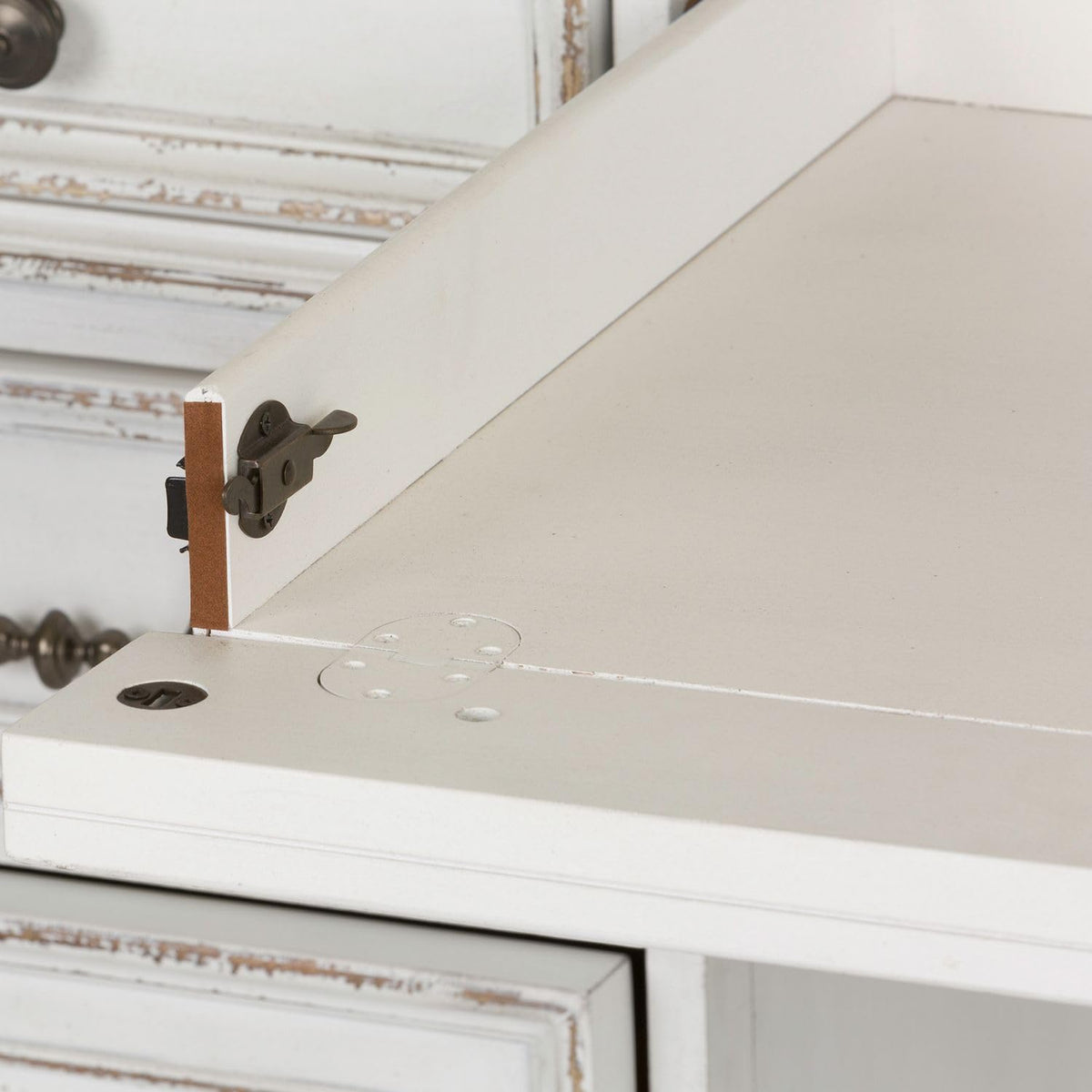 Antique White Credenza Desk & Hutch T63346