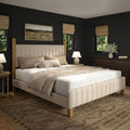 Queen Size Beige Linen Bed Frame with Headboard K832407