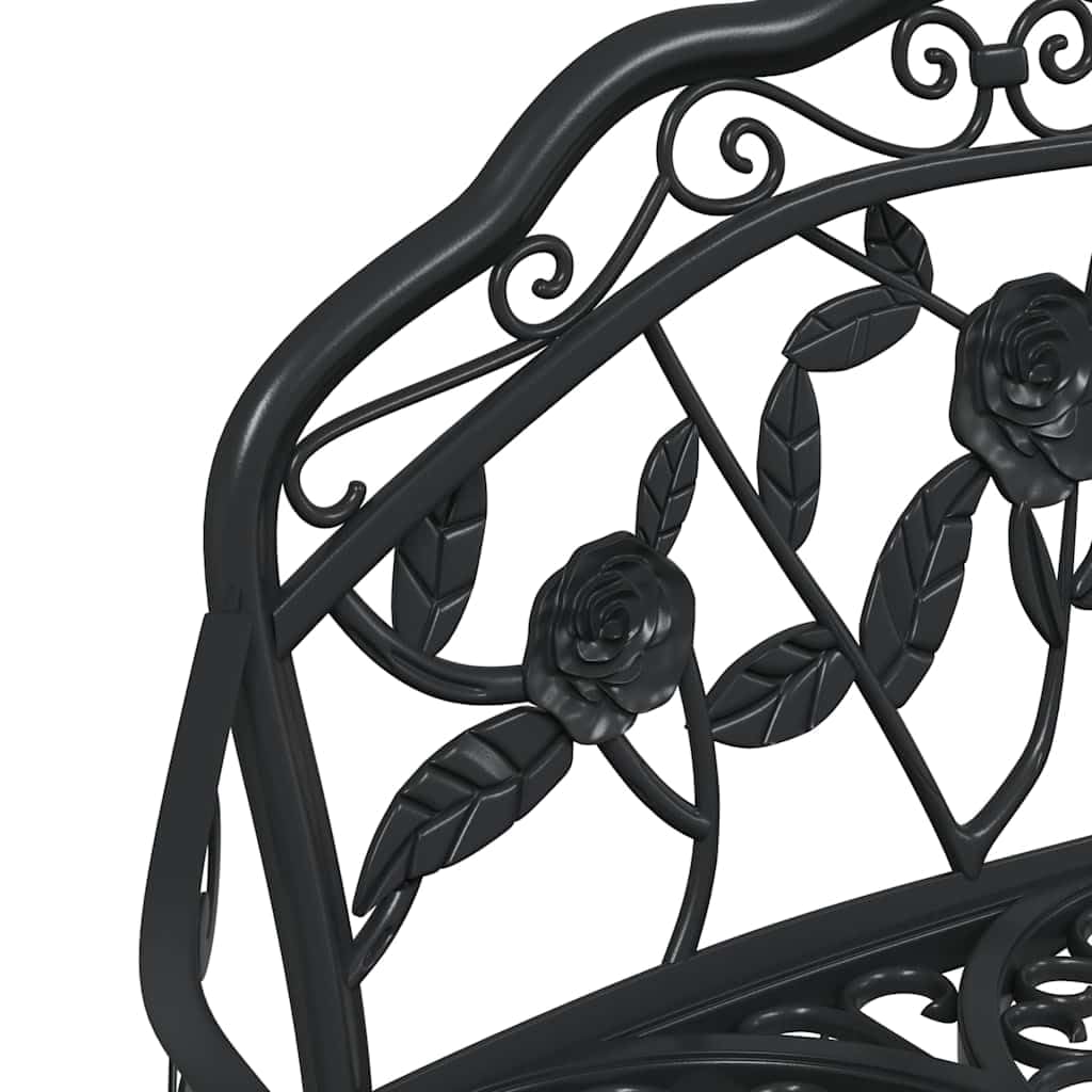 Cast Aluminum Black Patio Bench with Backrest Q742244