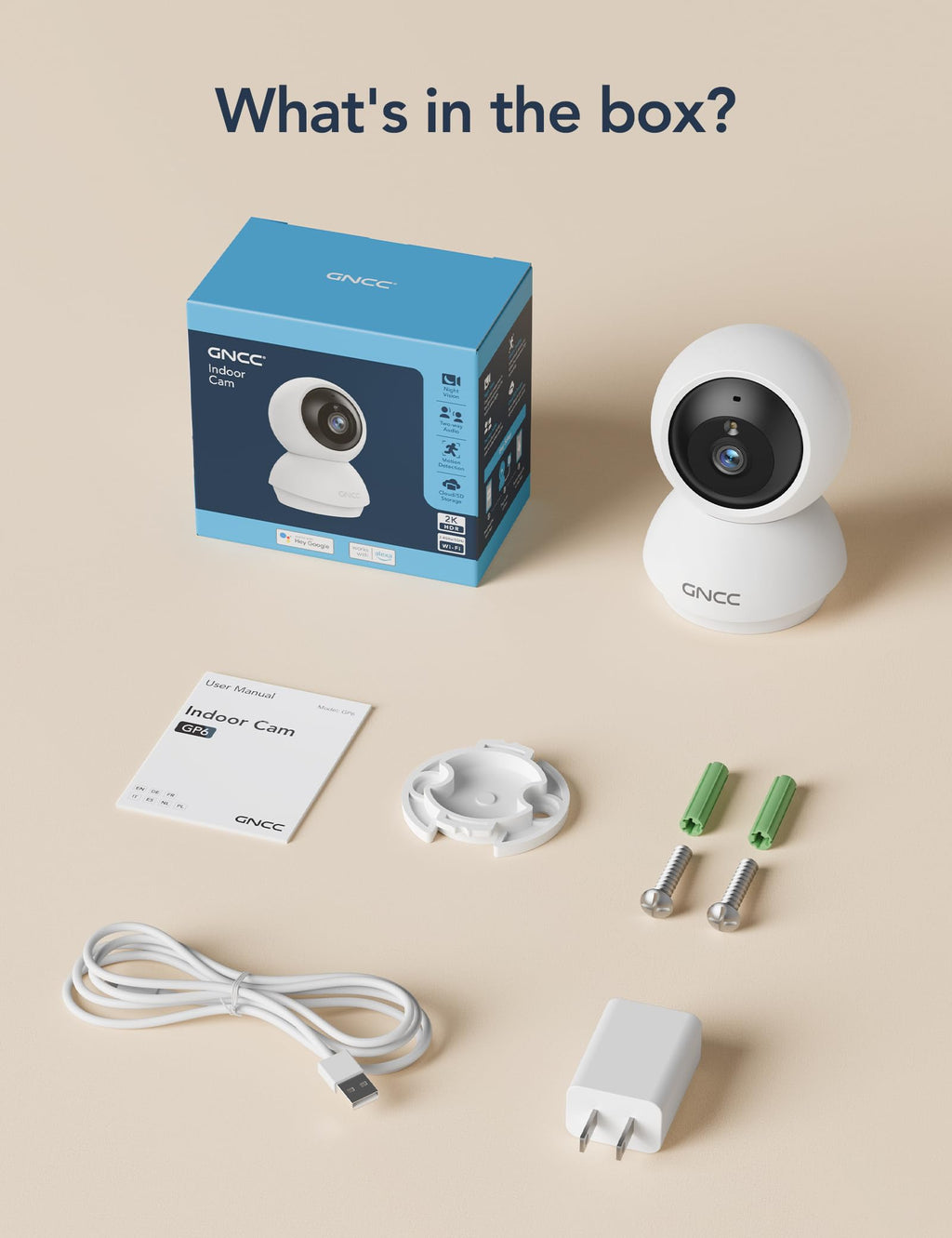 5Ghz WiFi Indoor Camera with 360°PTZ, 4 Pack B90845