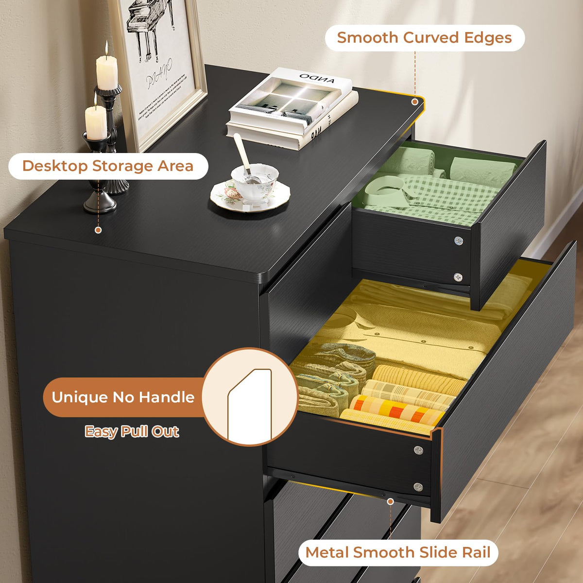 Black 8 Drawer Wood Dresser A78290