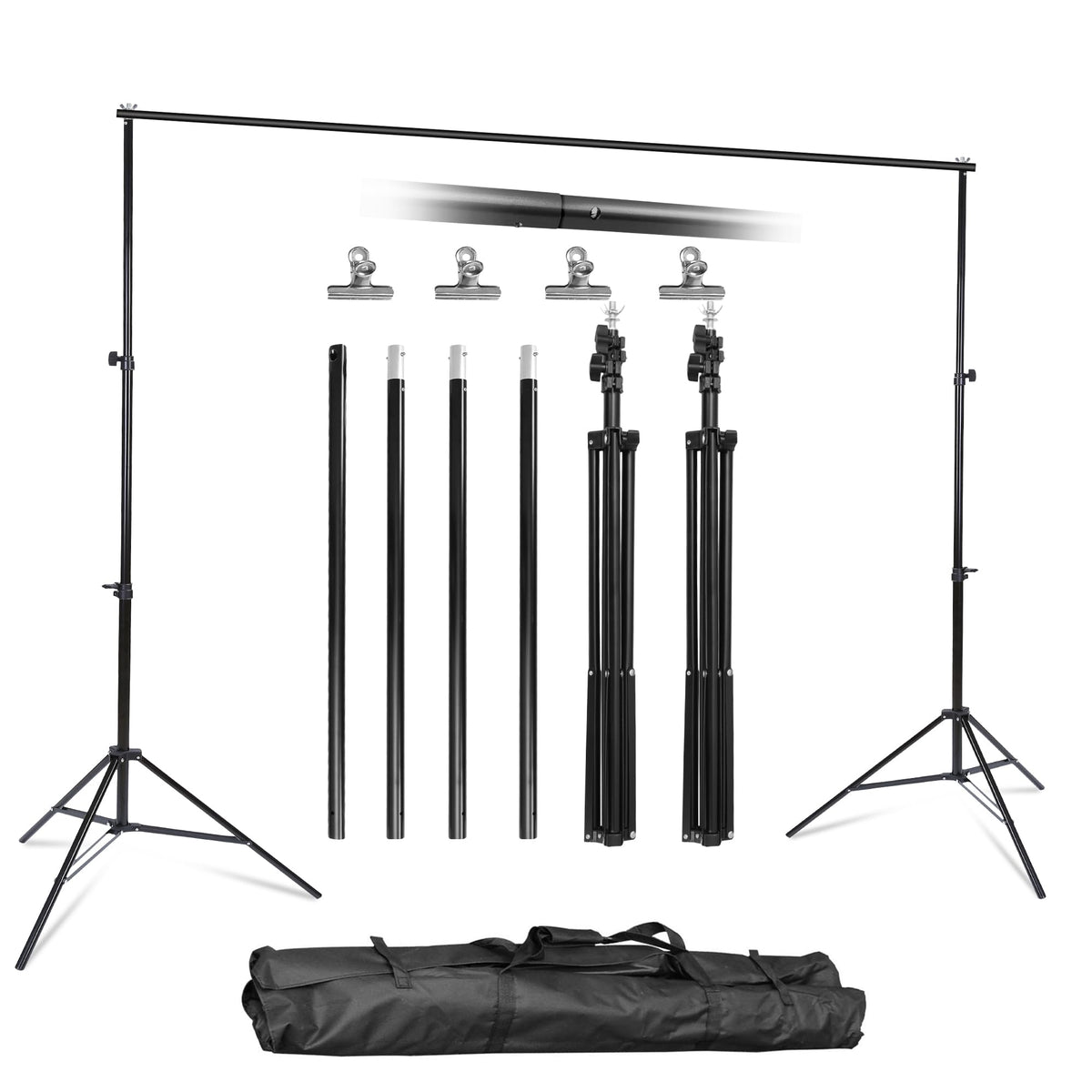 6.5x10FT Portable Backdrop Stand Kit with 4 Steel Clamps Carrying Bag S36848