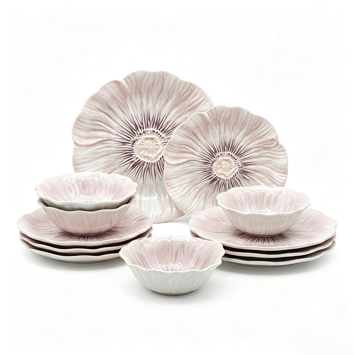 Ceramic Dinnerware Set of 12, Plates and Bowls Set for 4 Y126