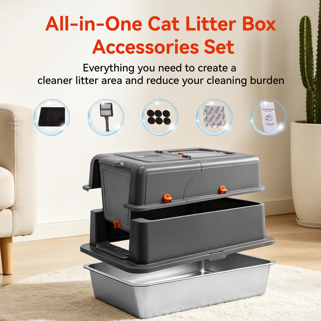 2 Pack XXXL Stainless Steel Litter Box with Lid L948801