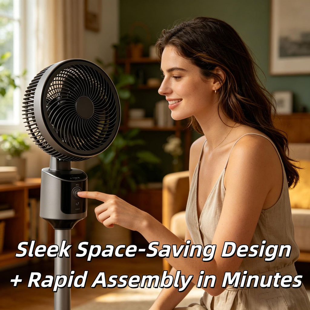 Standing Fan with Remote, 90° Oscillating, 3 Speeds, Adjustable Height, Gray B90170