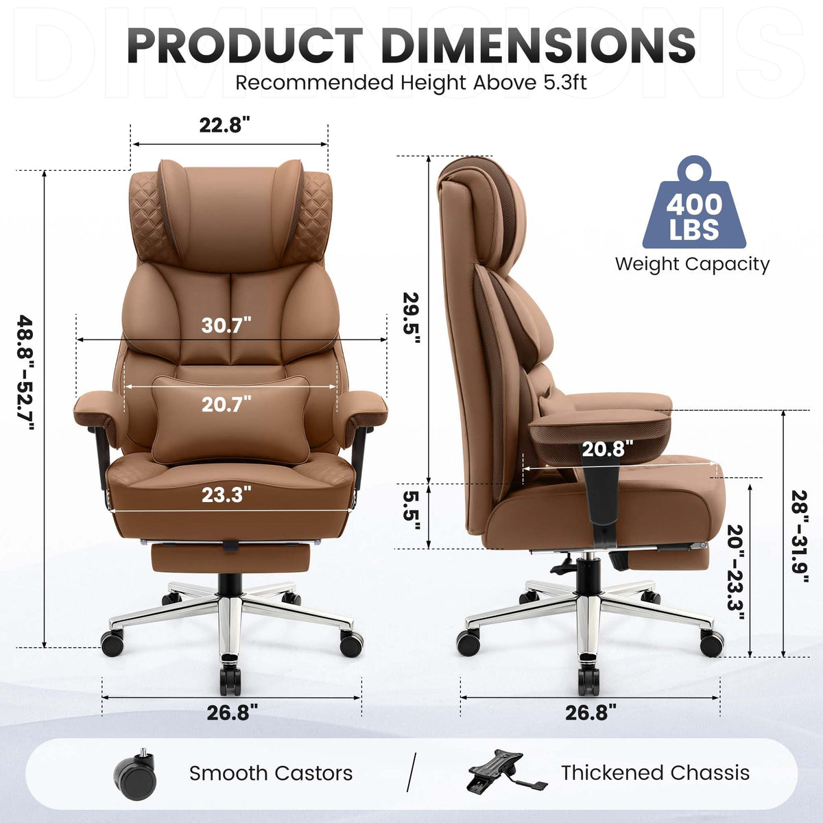 Big and Tall Leather Gaming Chair with Footrest J544