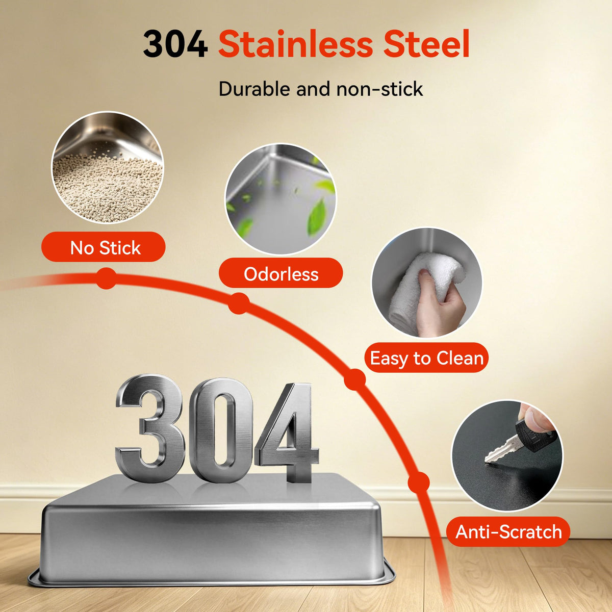 2 Pack XXXL Stainless Steel Litter Box with Lid L948801