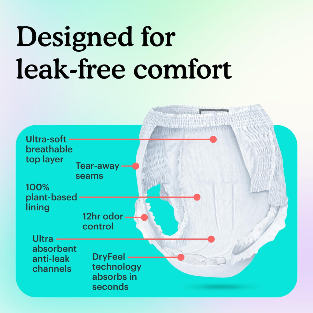 Adult Incontinence Underwear for Sensitive Skin, White Large, 56 Count V751