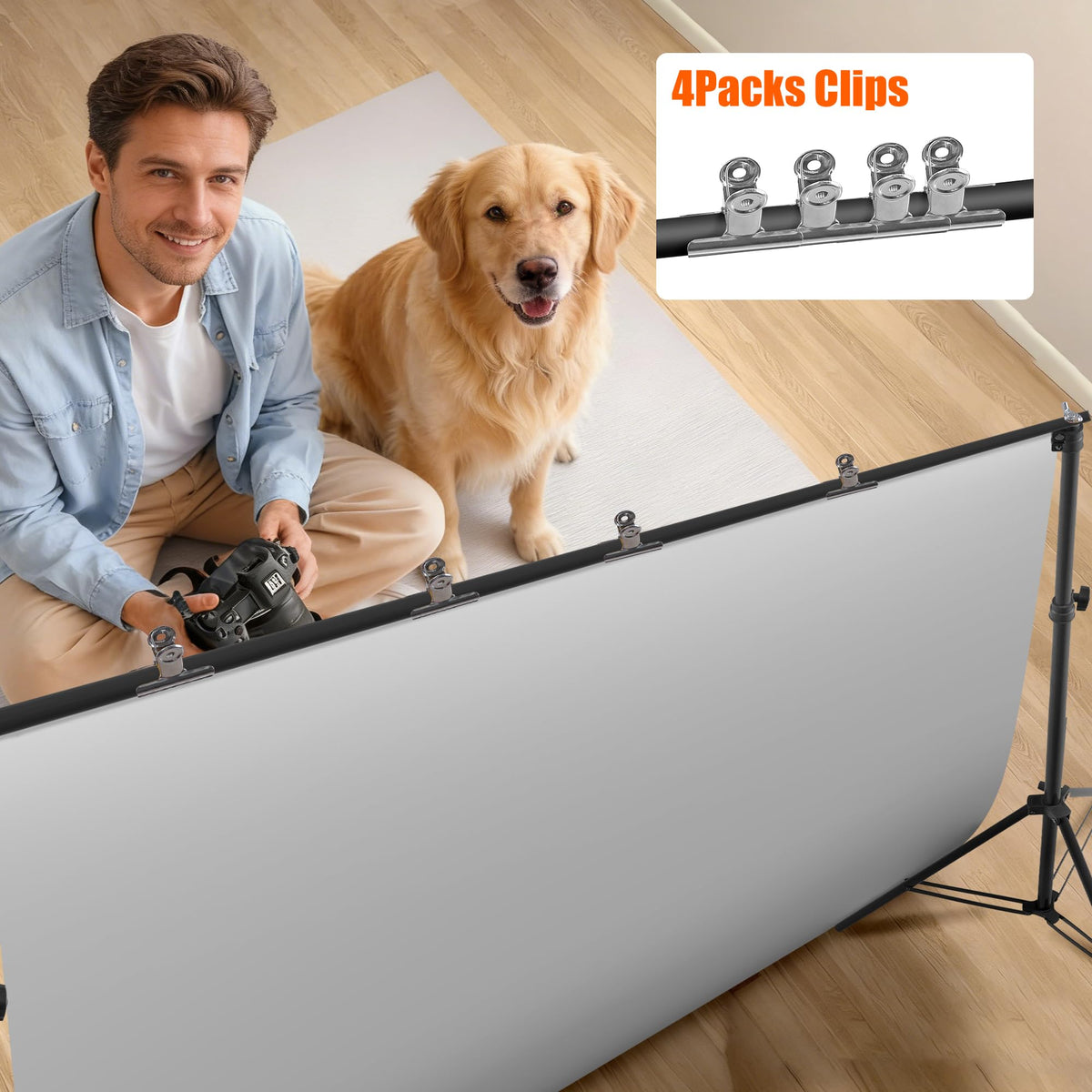 6.5x10FT Portable Backdrop Stand Kit with 4 Steel Clamps Carrying Bag S36848