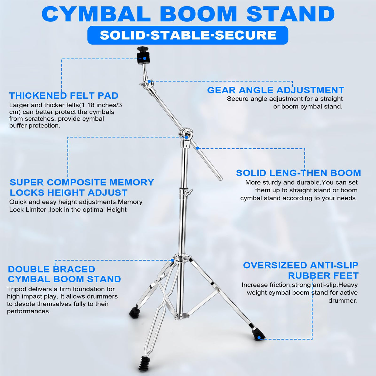 Adjustable 2 Pack Cymbal Boom Stand D261