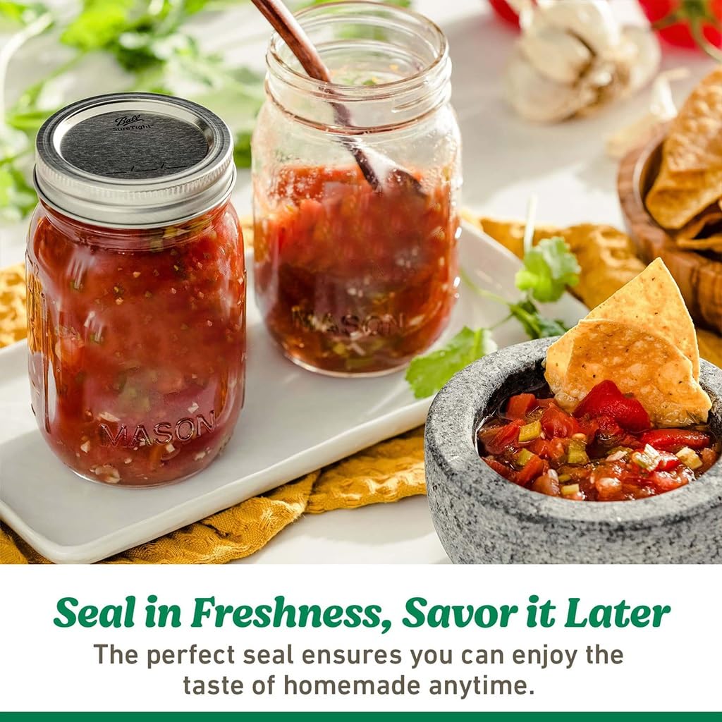 16oz Regular Mouth Glass Canning Jars With Lids, 12 Count E606